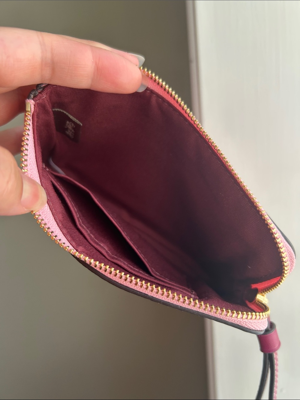 NWOT Coach Corner Zip Wristlet w/ Cherry Print, Pink/Gold - Picture 8 of 8